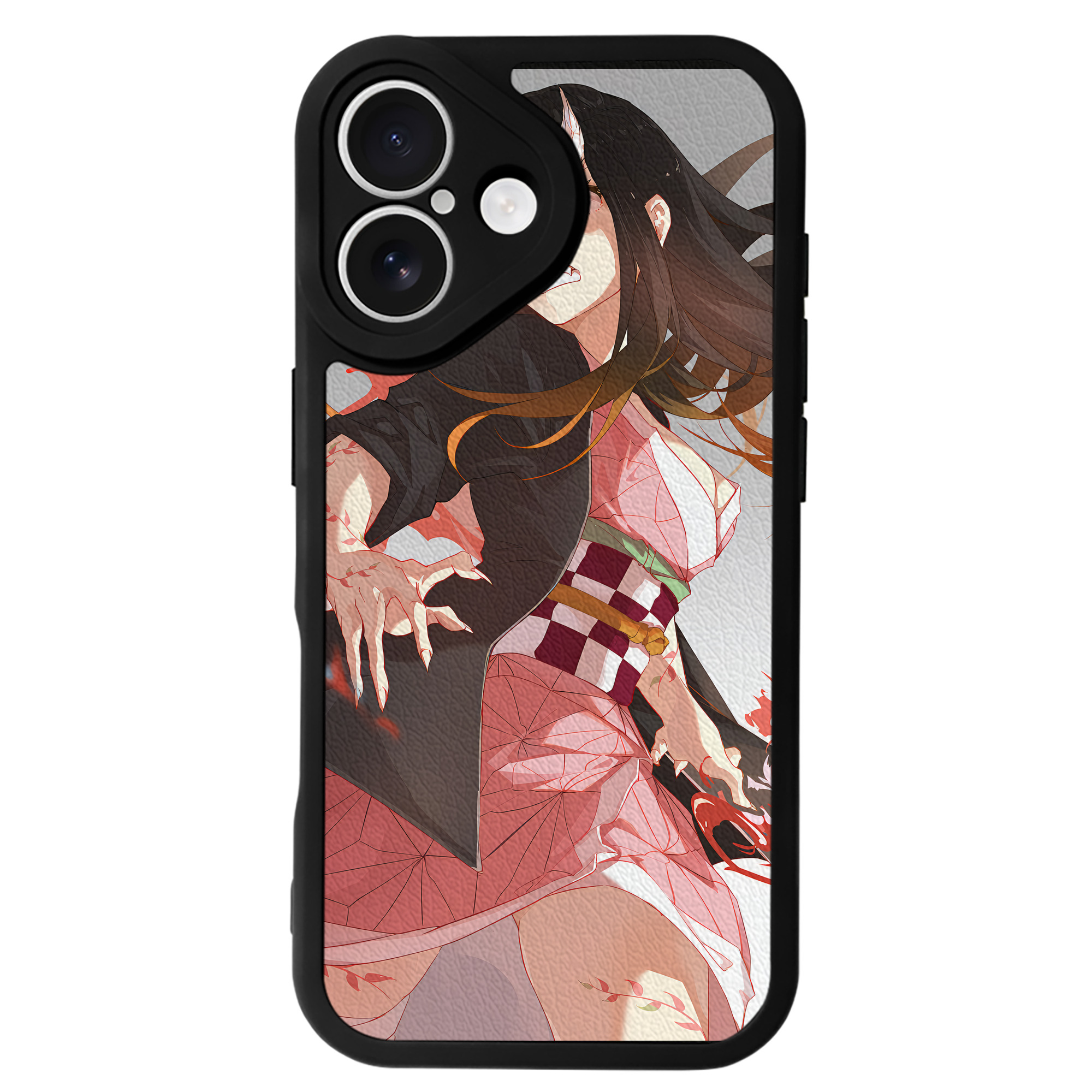 （画像用） 鬼滅の刃（きめつのやいば）竈門 禰󠄀豆子／かまど ねずこ Kamado Nezuko 【iPhone 16シリーズ対応】シリコンスマホケース（レザー調） 材質：シリコン